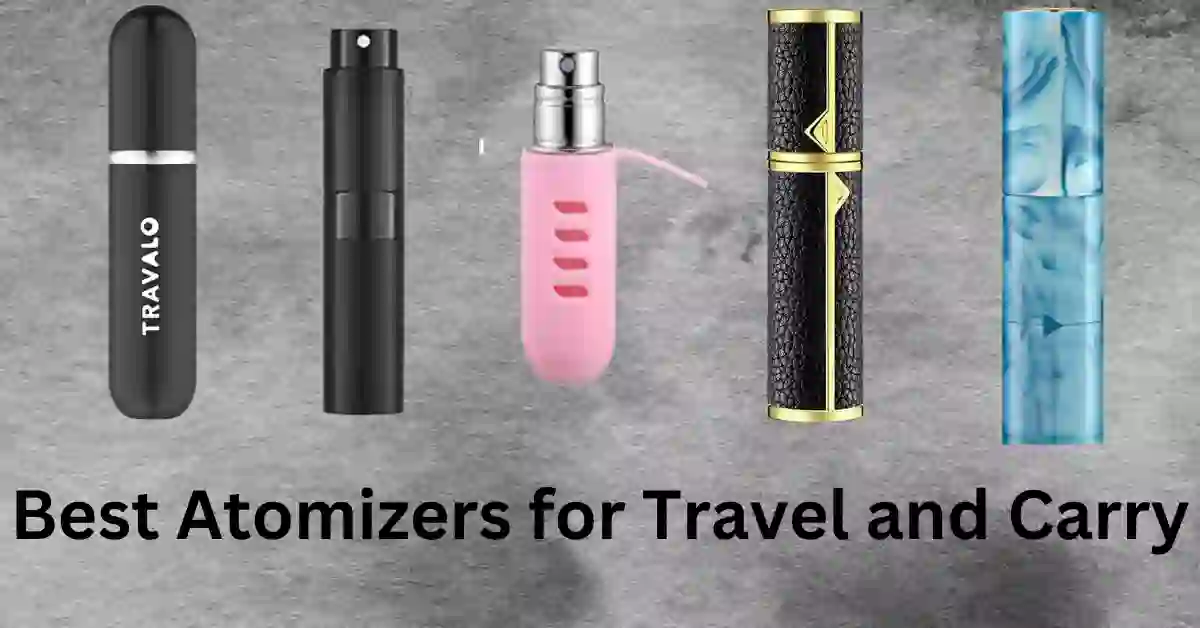 Featured image shows the best travel perfume sprayers for carrying perfume onto the airplane