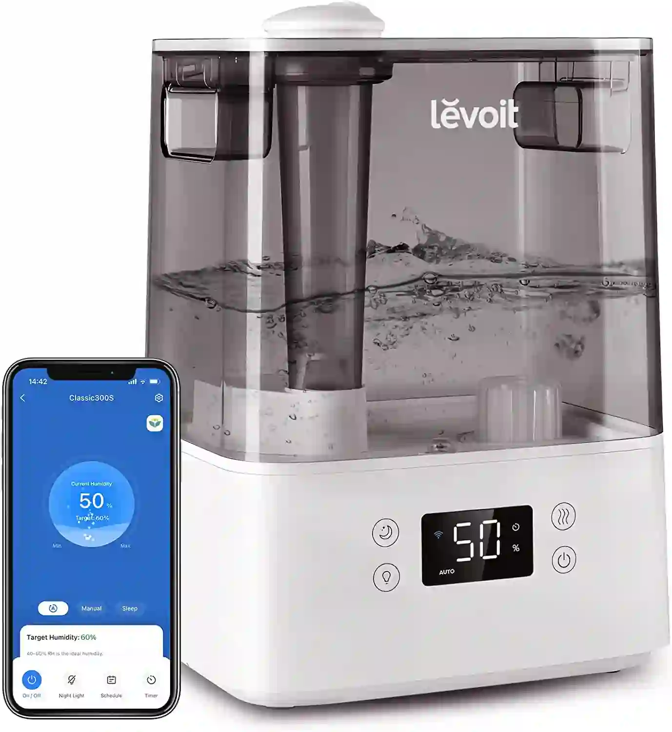 Levoit Humidifier is shown in the picture and reviewed during writing of best humidifiers for home