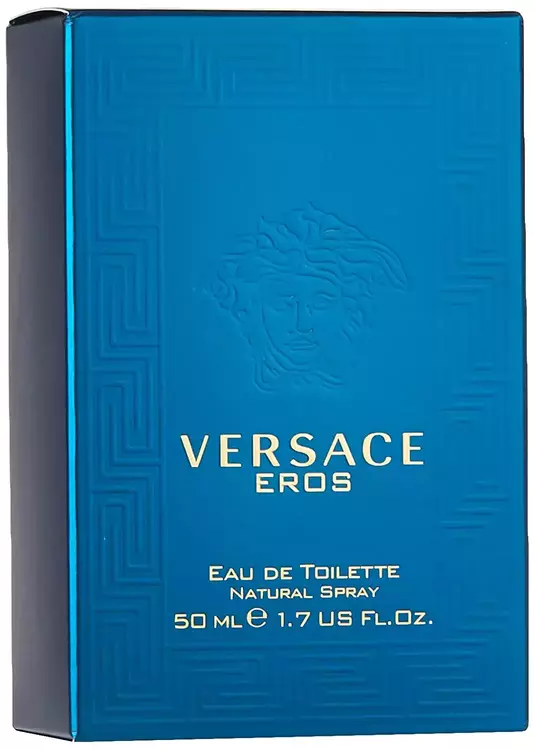 Versace Eros Box is shown which is elegant and blue in color