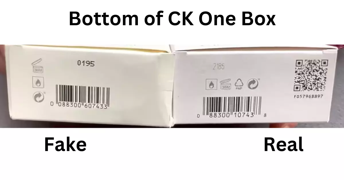 box bottom differences of real and fake ck one are shown through this picture