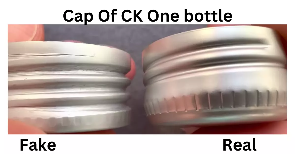 ck one cap of real and fake are shown in the pictures