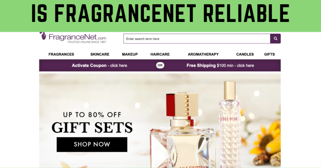 The picture shows webpage of fragrancenet with a tagline of article "is fragrancenet reliable"