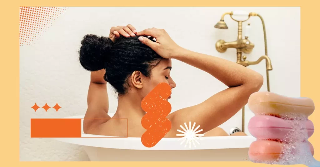 featured image of article on best female deodorant soap shows a women bathing in tub