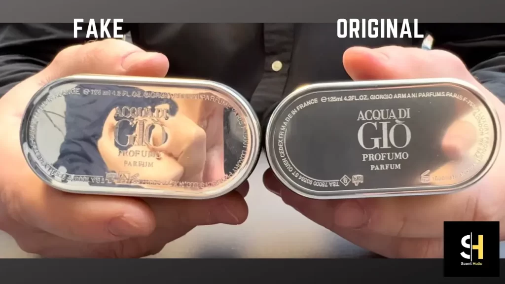 bottom side of ADG Profumo bottle ( real and fake) are shown in the picture