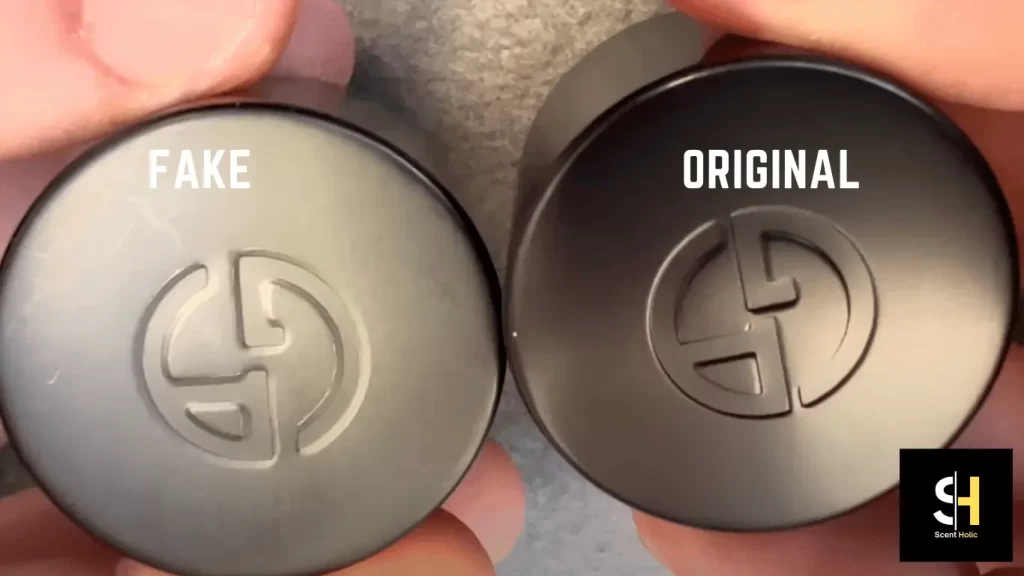 the LOGO is less deatiled on the cap of fake ADG Profumo as compared with the real one